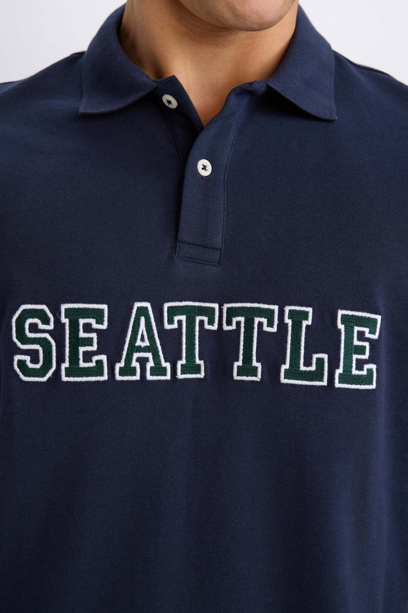 DeFacto Blue Man Regular Fit Polo Collar Short Sleeve Polo T-Shirt Casual - Image 5